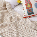 Waffle Sofa Blanket Thin Lightweight Throw Soft Cover Couch Bed Living Room Use - Beige