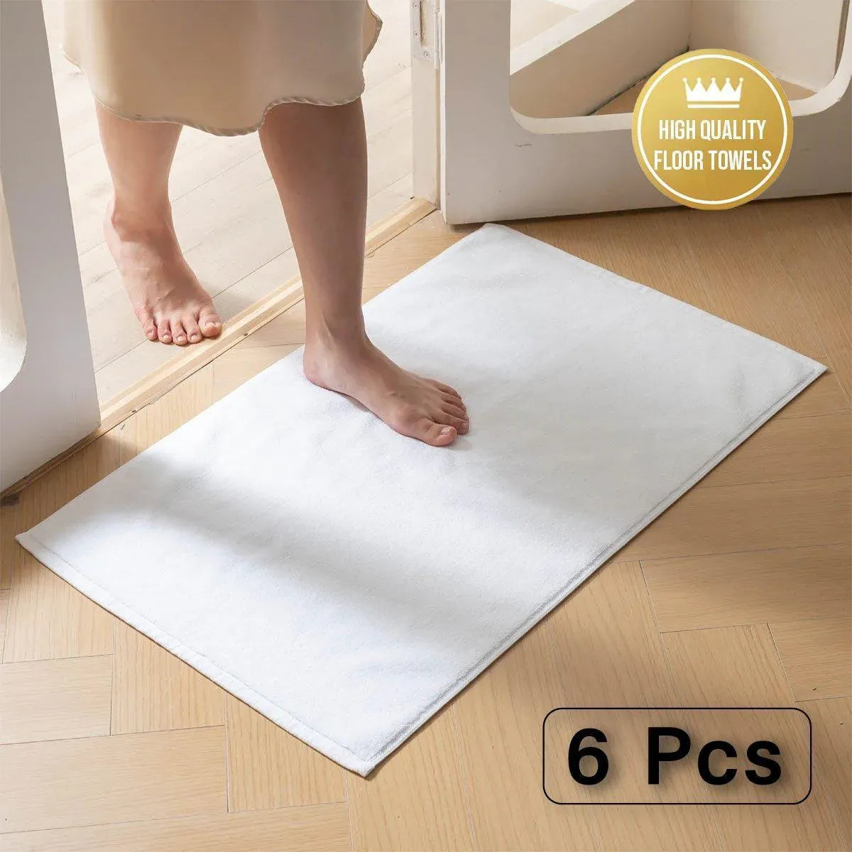 6PCS Absorbent Non Slip Bathroom Floor Mat Towel 50x80cm for Hotel Home Use - 350g