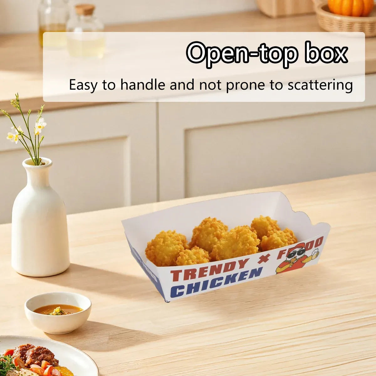 Disposable No Fold Oil Proof Snack Box Leak Resistant Microwave for Fast Food - S