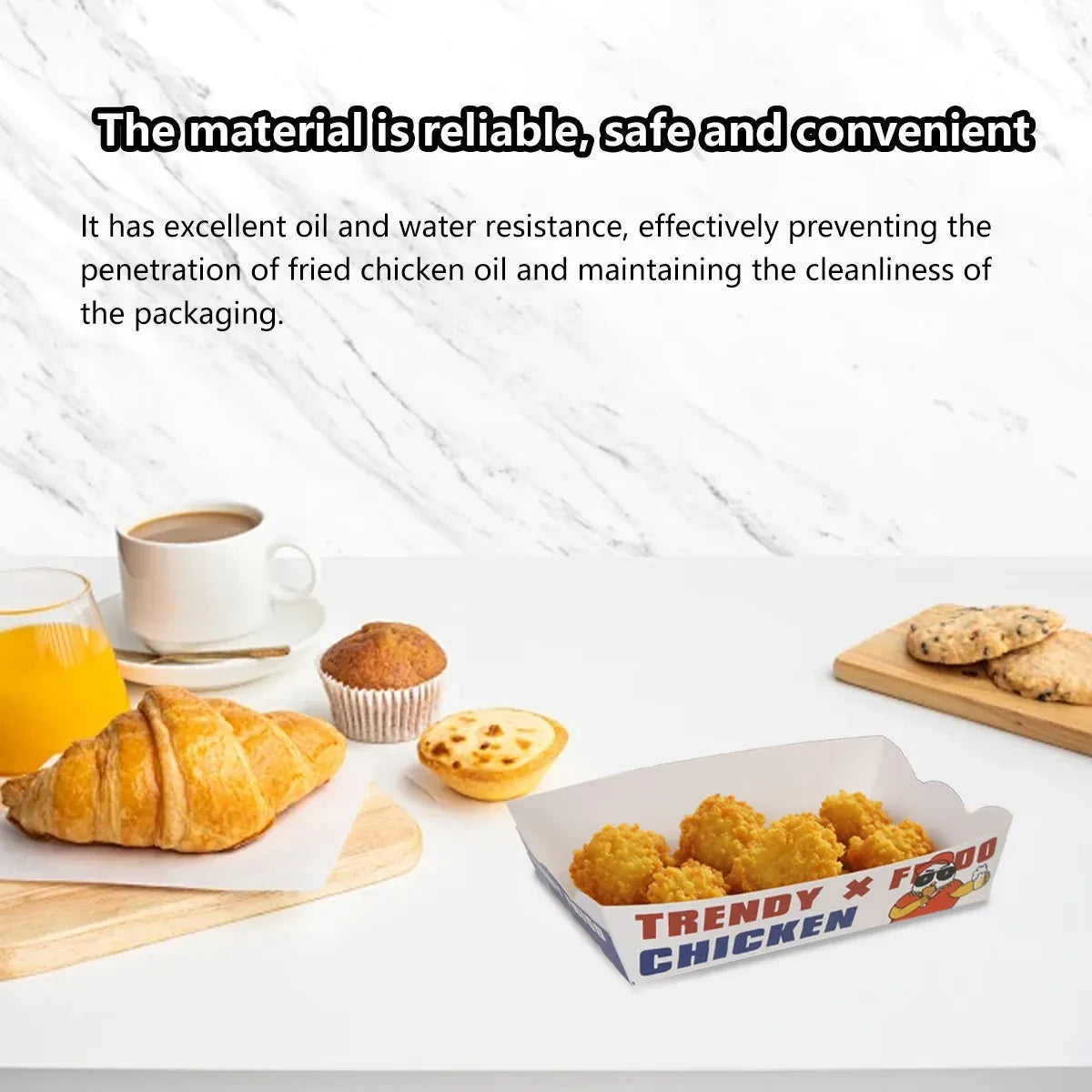 Disposable No Fold Oil Proof Snack Box Leak Resistant Microwave for Fast Food - S