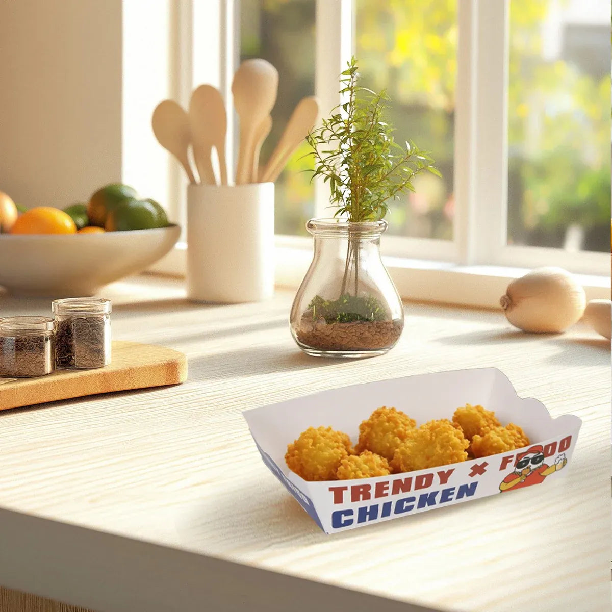 Disposable No Fold Oil Proof Snack Box Leak Resistant Microwave for Fast Food - S