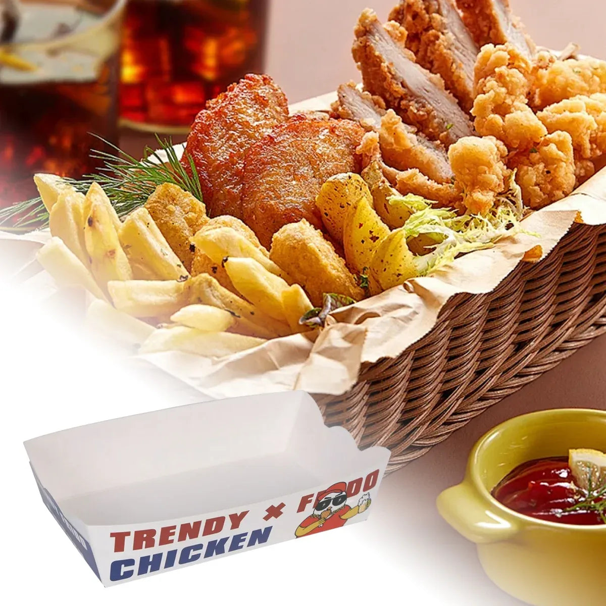 Disposable No Fold Oil Proof Snack Box Leak Resistant Microwave for Fast Food - S