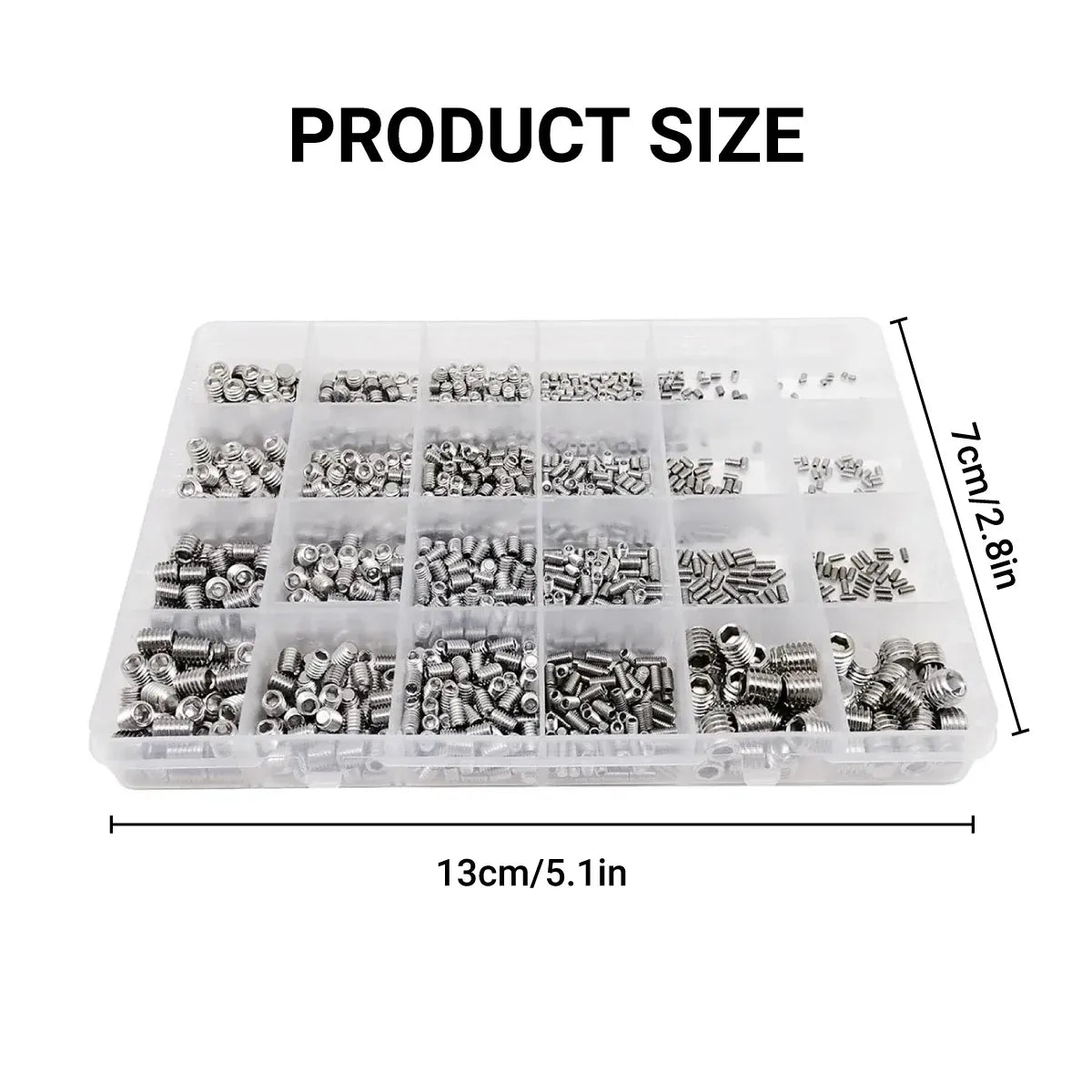 1500Pcs Stainless Steel Bolts Screws Kit Assorted Mechanical Fastener Hardware