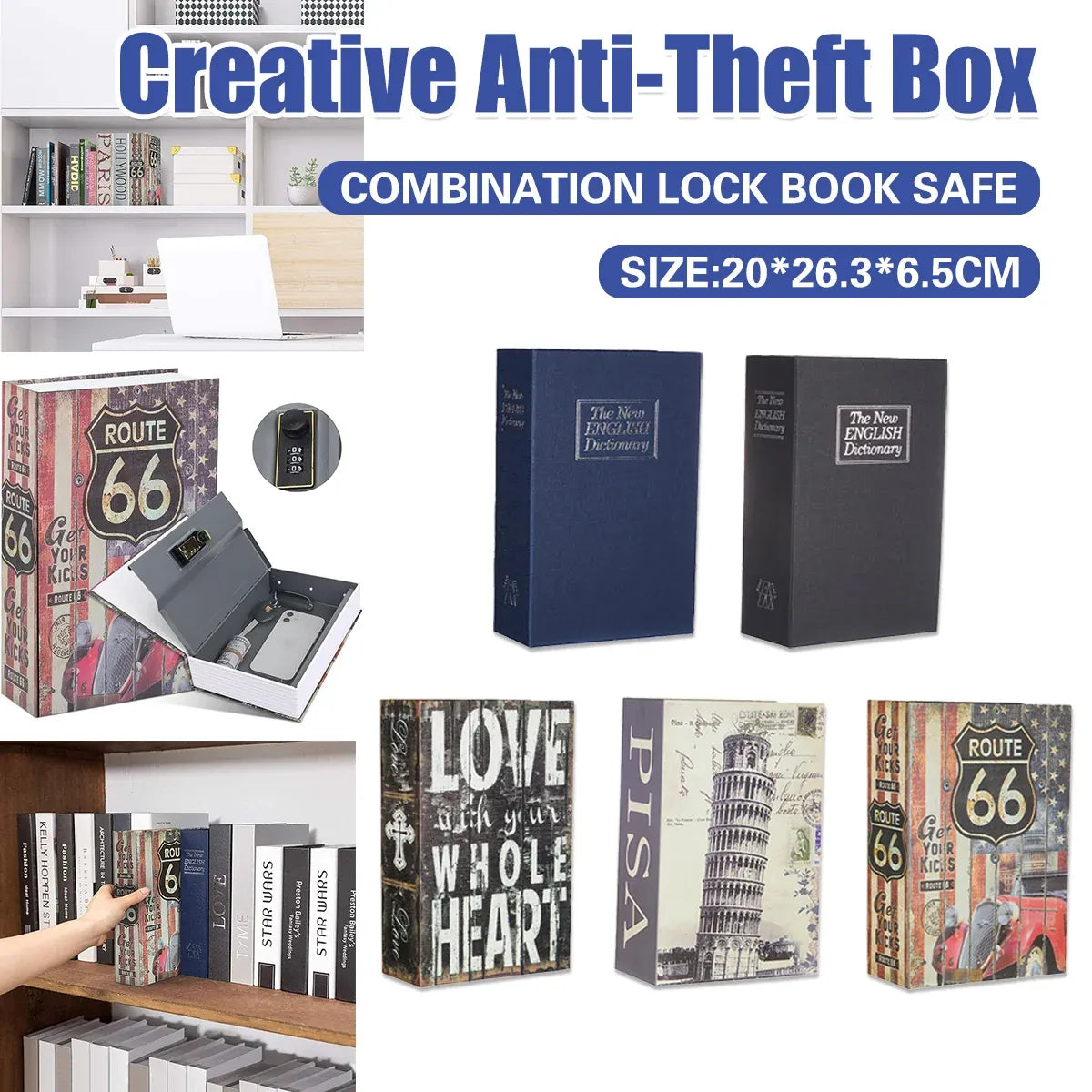 Hidden Book Safe Lock Box for Home and Office Cash Watch Document Storage - 4