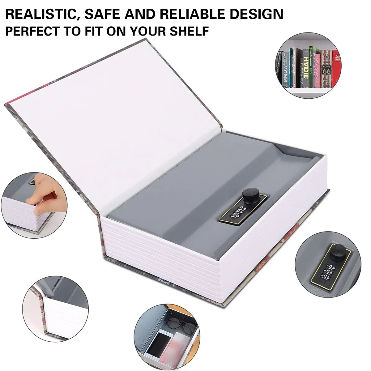 Hidden Book Safe Lock Box for Home and Office Cash Watch Document Storage - 4