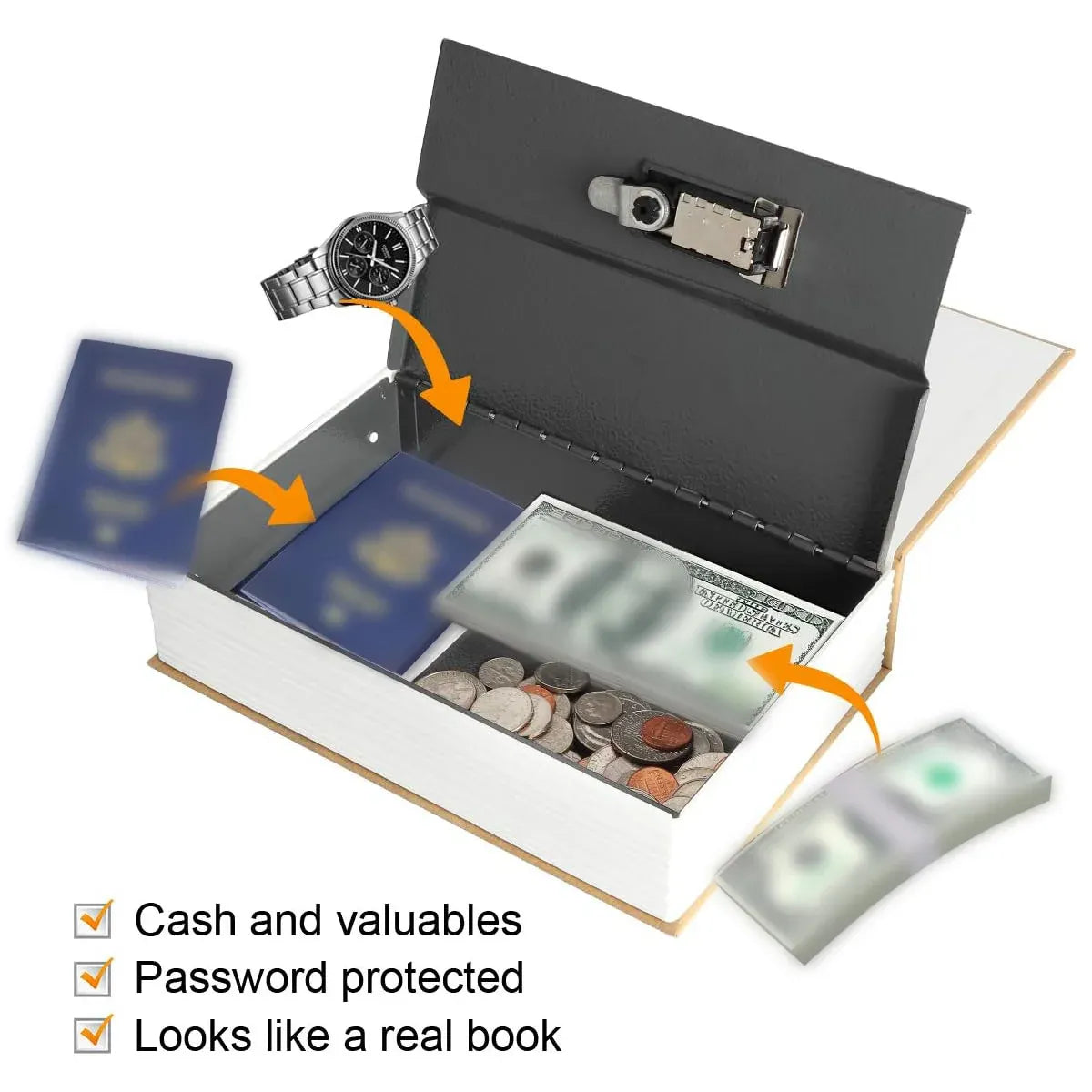 Hidden Book Safe Lock Box for Home and Office Cash Watch Document Storage - 4