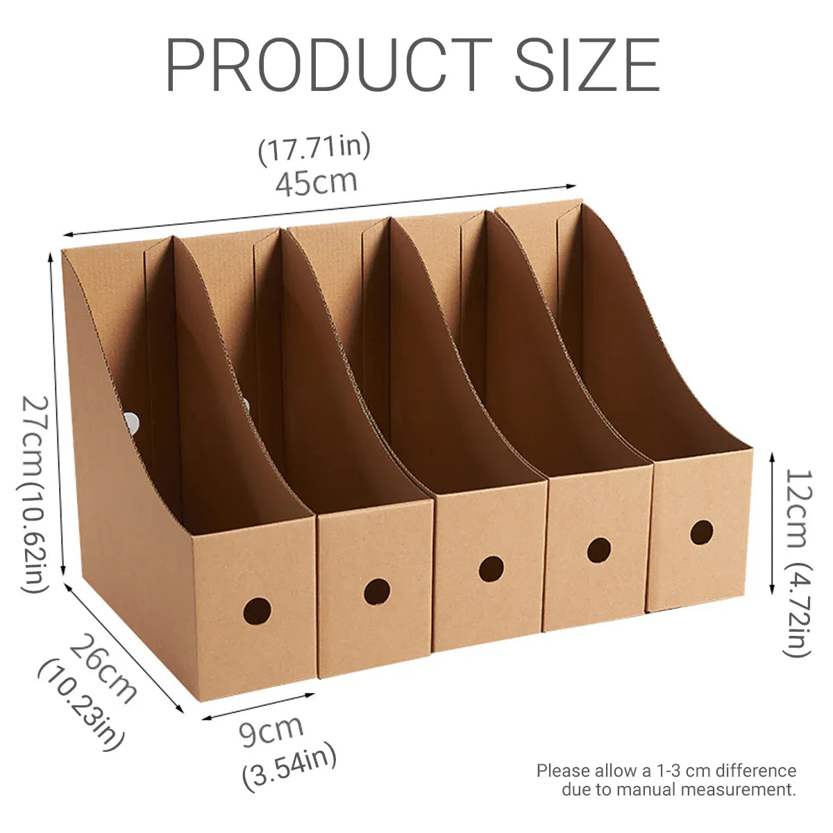 Kraft Paper Desktop Book File Storage Box Durable Sturdy Foldable Space Saving