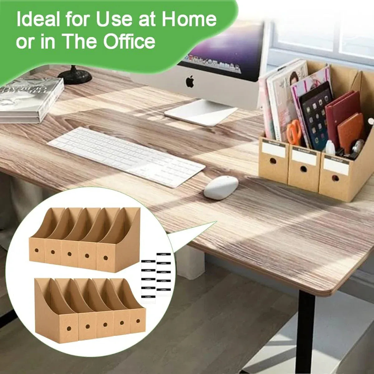 Kraft Paper Desktop Book File Storage Box Durable Sturdy Foldable Space Saving