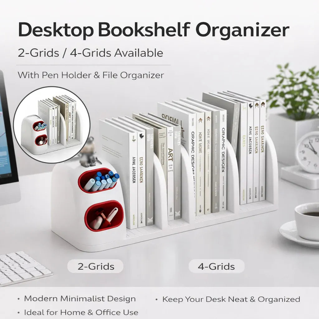 Desktop Storage Organiser With Dividers Pen Holder Home Office School Desk Use - 2-Grid