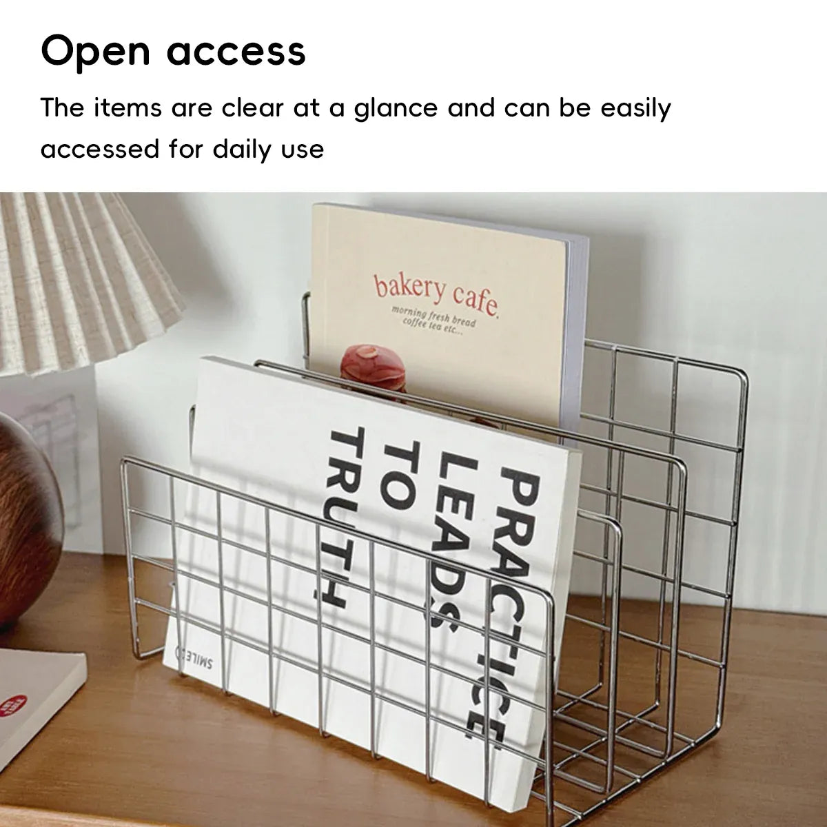 Minimalist Desktop Book Holder Metal Book Rack Organizer Home Office Desk Use - L