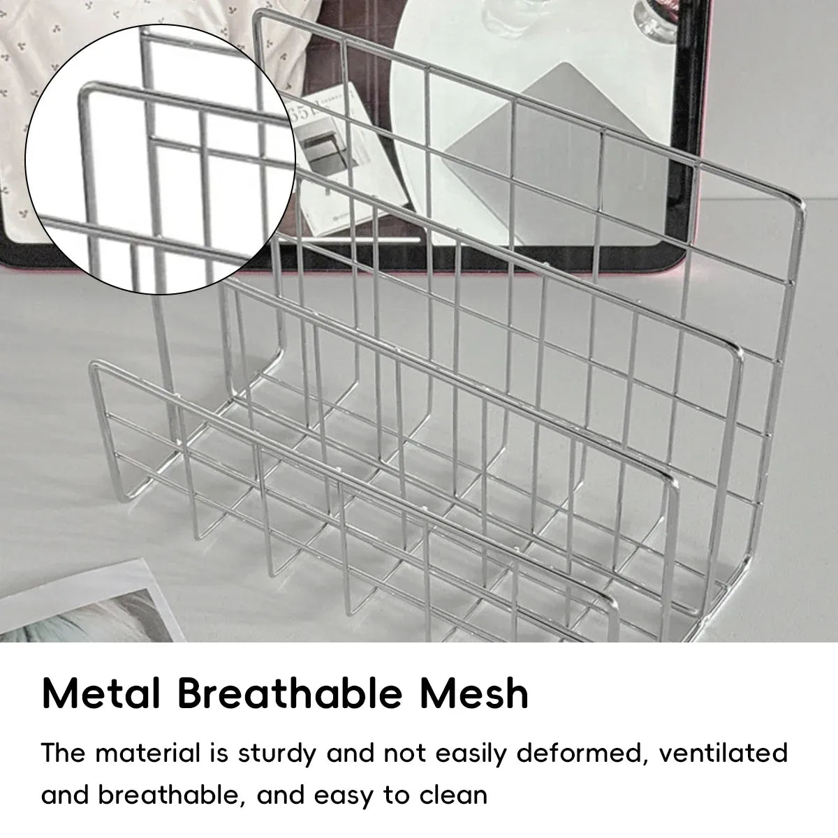 Minimalist Desktop Book Holder Metal Book Rack Organizer Home Office Desk Use - L