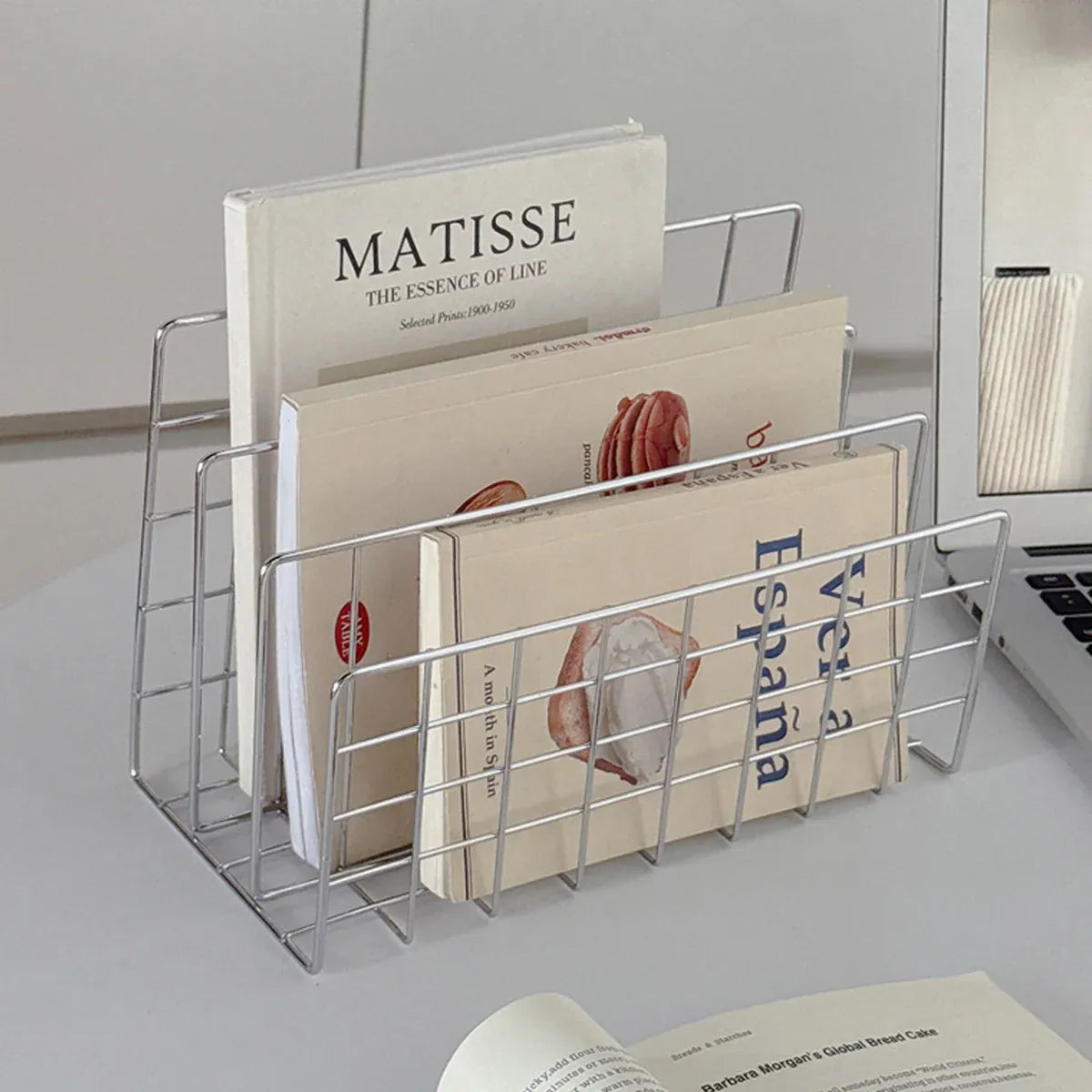 Minimalist Desktop Book Holder Metal Book Rack Organizer Home Office Desk Use - L