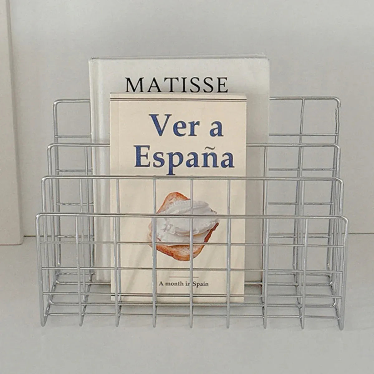 Minimalist Desktop Book Holder Metal Book Rack Organizer Home Office Desk Use - L