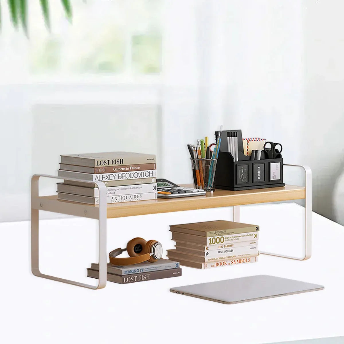 Double Layer Storage Shelf Desktop Organizer Cosmetics Stationery Rack Durable