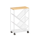 Mobile Wheeled Small Bookshelf Floor Storage Rack for Home Office Storage