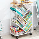 Mobile Wheeled Small Bookshelf Floor Storage Rack for Home Office Storage