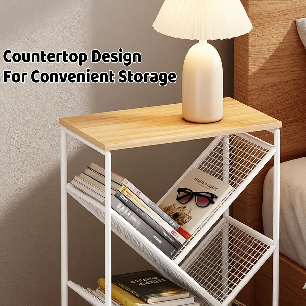 Mobile Wheeled Small Bookshelf Floor Storage Rack for Home Office Storage