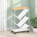 Mobile Wheeled Small Bookshelf Floor Storage Rack for Home Office Storage
