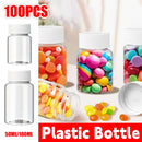 100Pcs Wide Mouth Clear Plastic Bottle with Lid 50/100ml Leakproof Storage Jars - 100ML