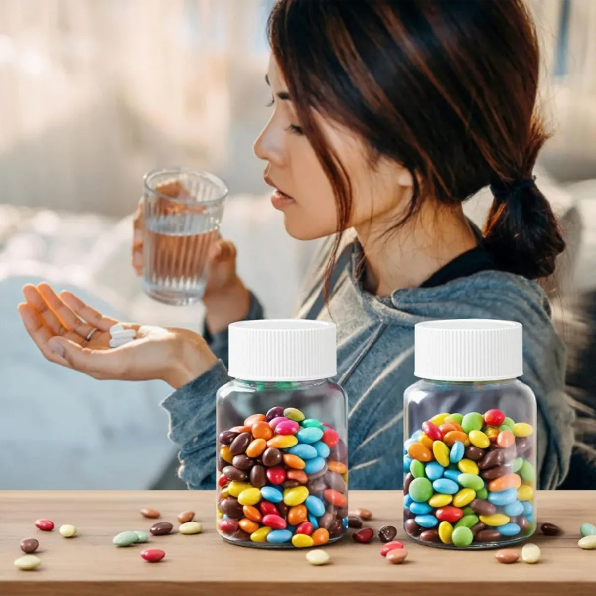100Pcs Wide Mouth Clear Plastic Bottle with Lid 50/100ml Leakproof Storage Jars - 100ML