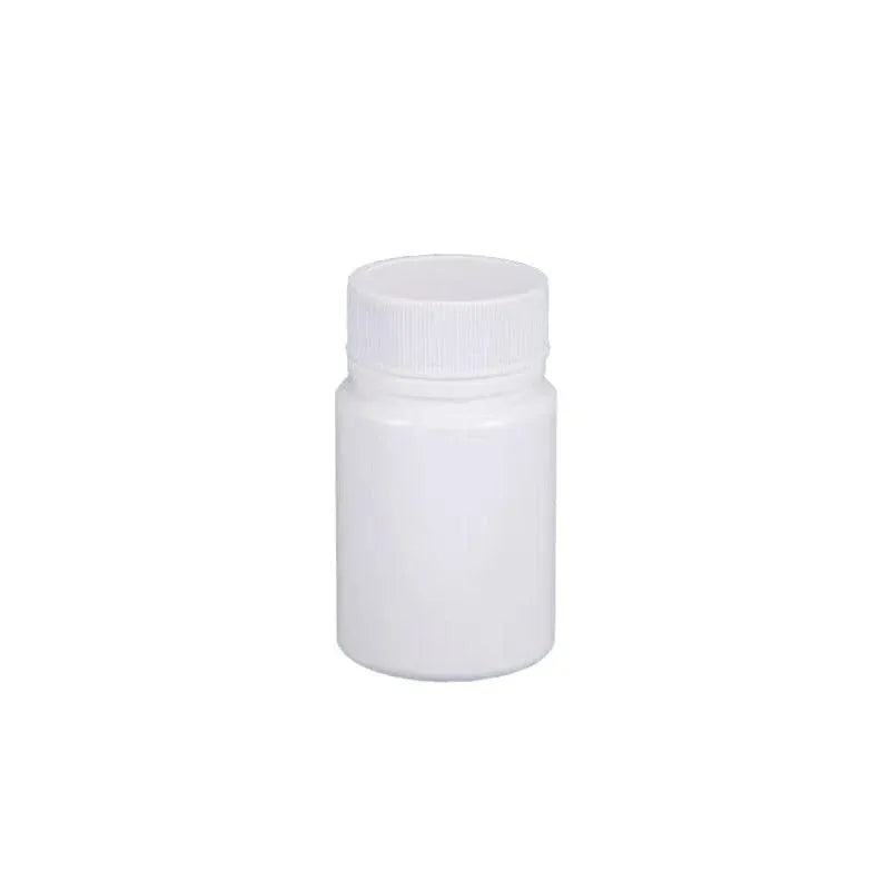 100pcs White Plastic Capsule Bottle Small Medicine Granule Packaging Container - 50ml
