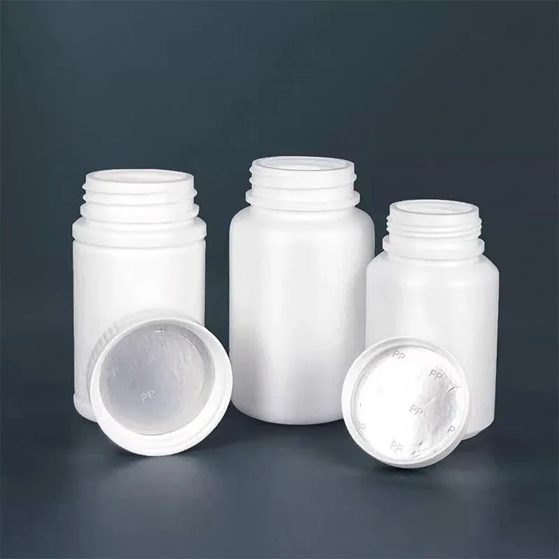 100pcs White Plastic Capsule Bottle Small Medicine Granule Packaging Container - 50ml