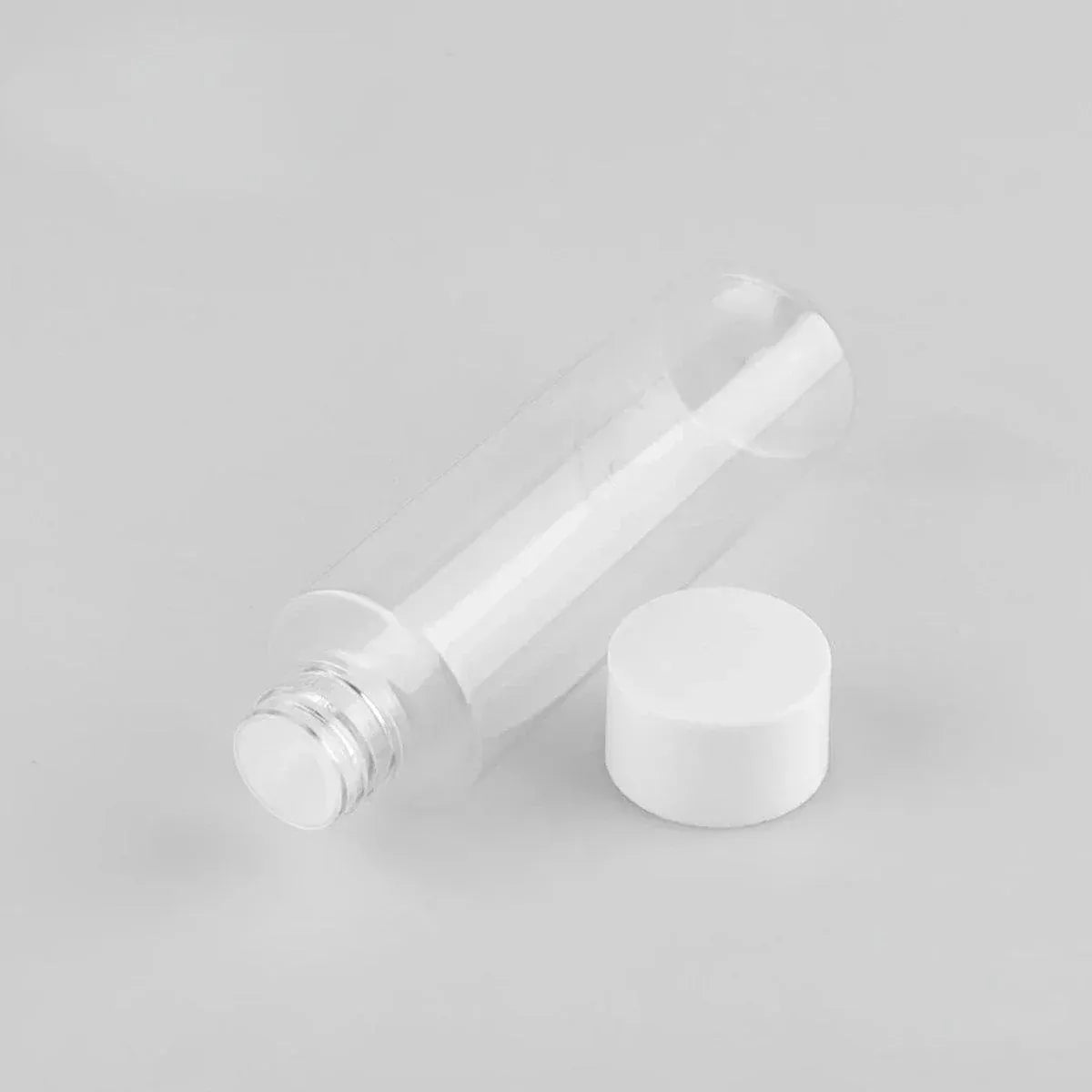 50/100/150ml Plastic Toner Lotion Bottles Refillable Travel Cosmetic Containers - White Lid + Transparent Bottle - 50ml