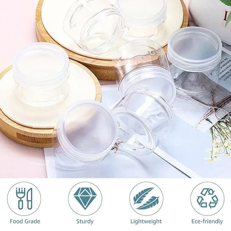 10pcs Transparent Wide Mouth Plastic Jars with Cap Skin Care Cream Containers - 80ml