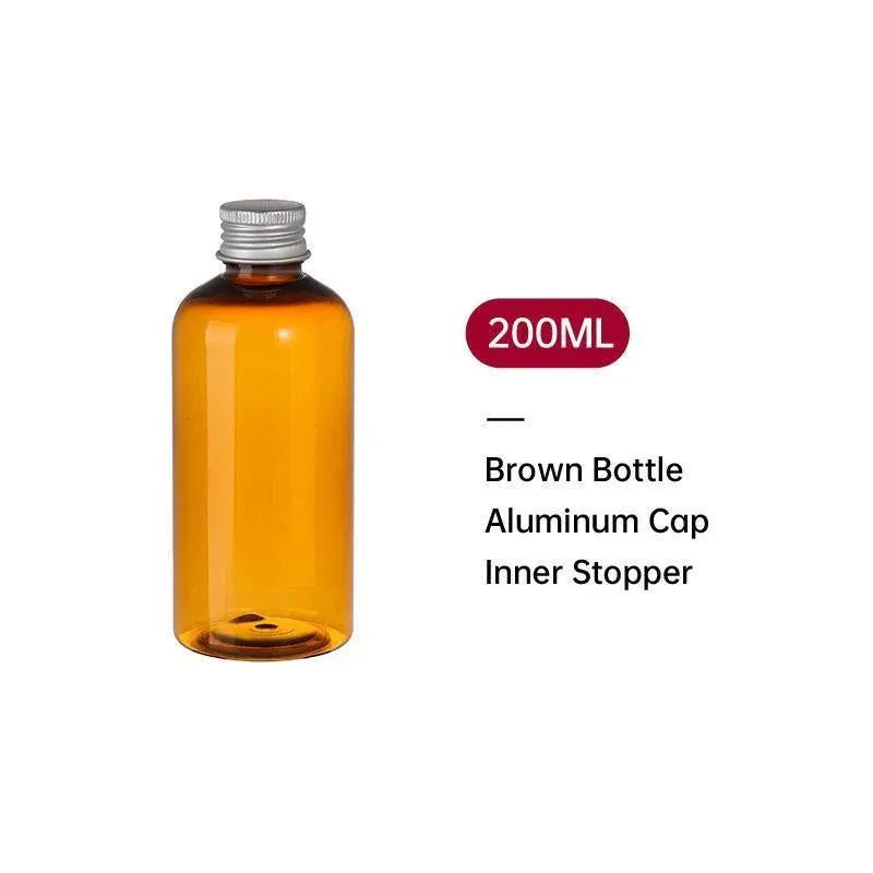 20pcs Brown Transparent Cosmetic Bottles with Aluminum Lids for Packaging - Brown-100ml