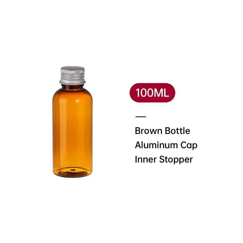 20pcs Brown Transparent Cosmetic Bottles with Aluminum Lids for Packaging - Brown-300ml