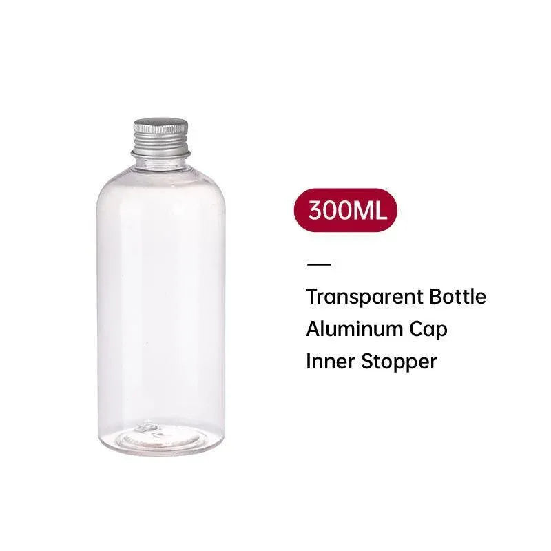 20pcs Brown Transparent Cosmetic Bottles with Aluminum Lids for Packaging - Brown-300ml