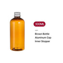 20pcs Brown Transparent Cosmetic Bottles with Aluminum Lids for Packaging - Brown-300ml
