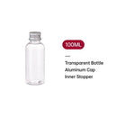 20pcs Brown Transparent Cosmetic Bottles with Aluminum Lids for Packaging - Transparent-100ml