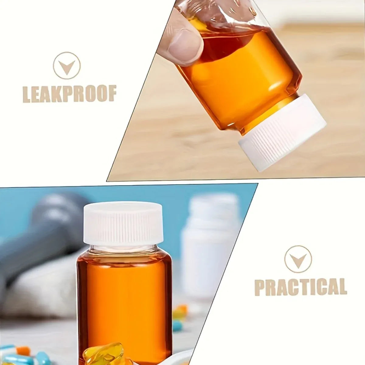100Pcs Wide Mouth Clear Plastic Bottle with Lid 50/100ml Leakproof Storage Jars - 50ML