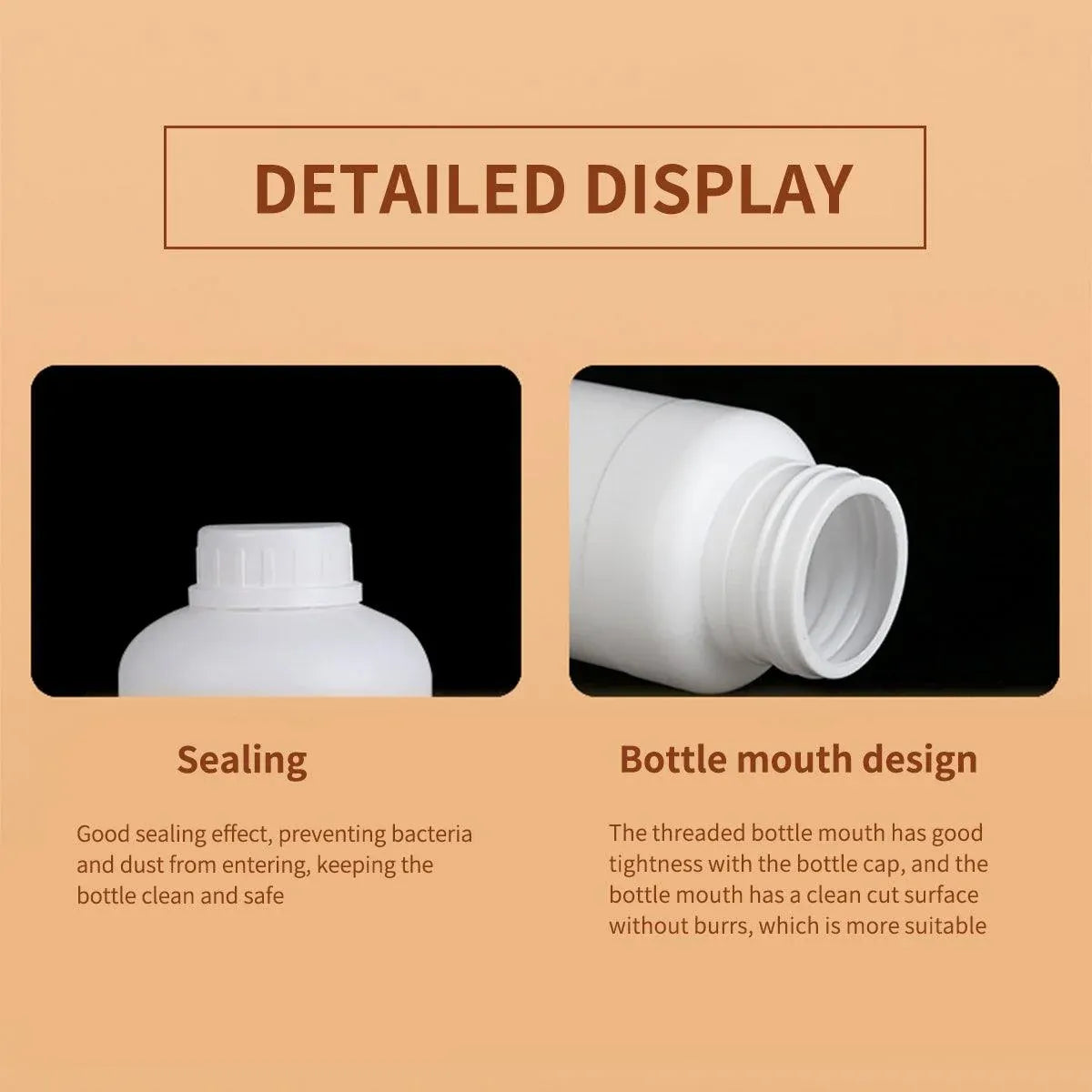 50pcs Chemical Bottle White Plastic Sample Reagent Bottles for Lab Storage - 300ml