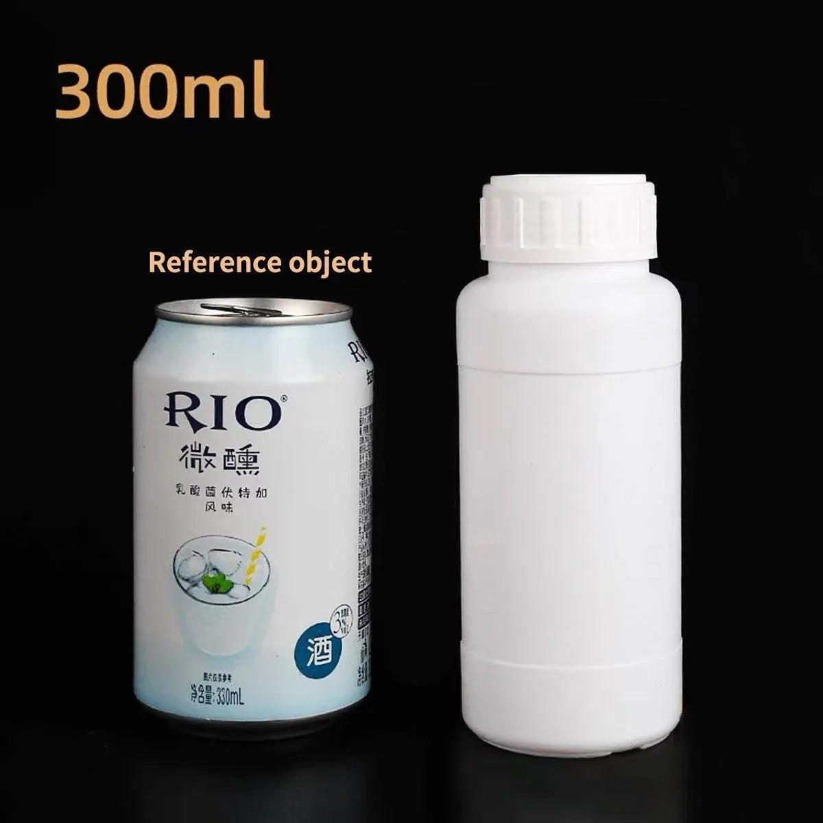 50pcs Chemical Bottle White Plastic Sample Reagent Bottles for Lab Storage - 300ml