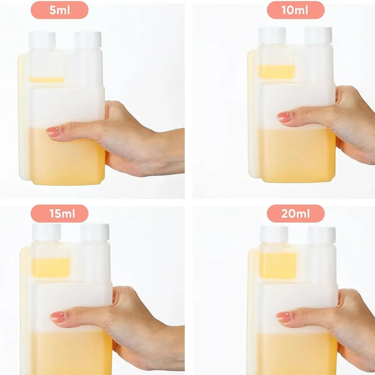 250-1000ml Plastic Twin Chamber Bottle with Tamper Evident Cap for Chemical Liquids - 8Pcs 250ml