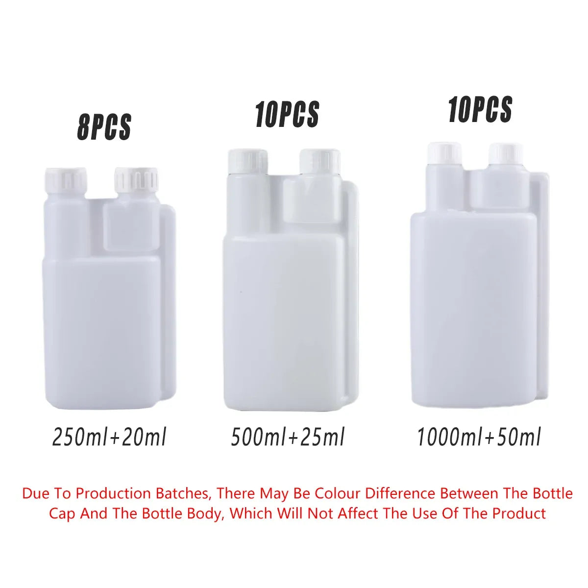 250-1000ml Plastic Twin Chamber Bottle with Tamper Evident Cap for Chemical Liquids - 8Pcs 250ml