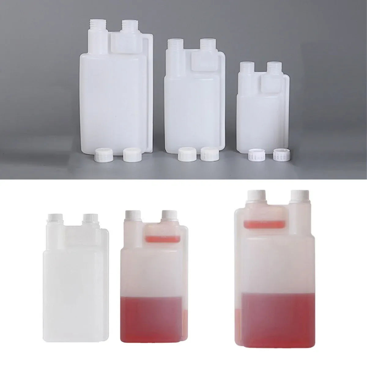250-1000ml Plastic Twin Chamber Bottle with Tamper Evident Cap for Chemical Liquids - 8Pcs 250ml