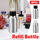 10PCS Mini Leak Proof Aluminum Bottle With Plastic Lid Essential Oil Refillable - Black
