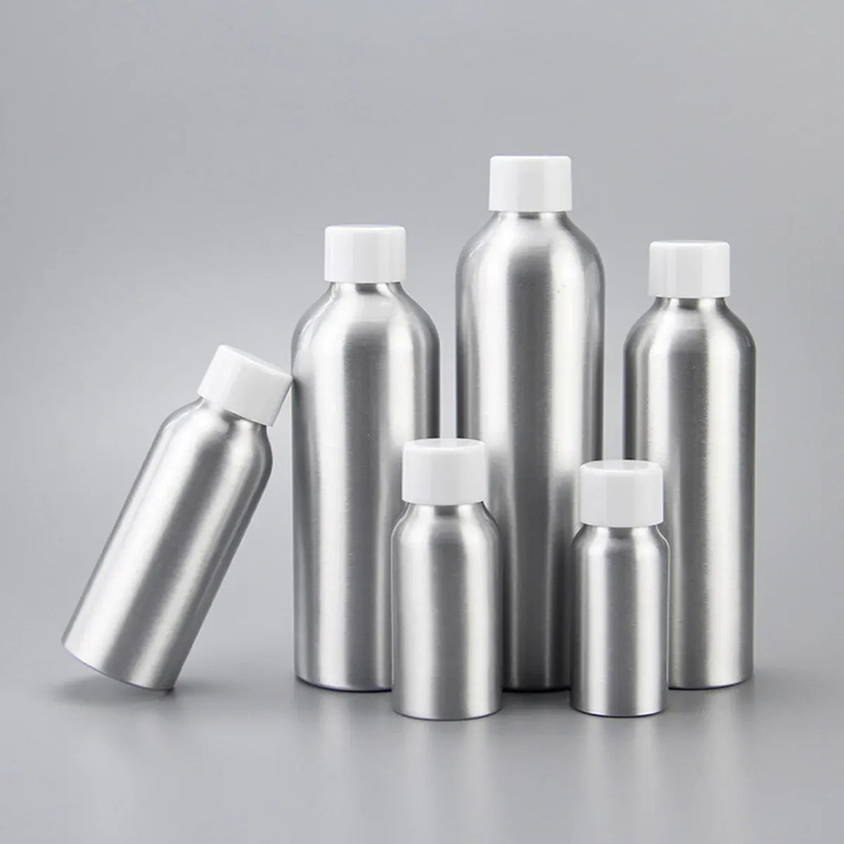 10PCS Mini Leak Proof Aluminum Bottle With Plastic Lid Essential Oil Refillable - Black