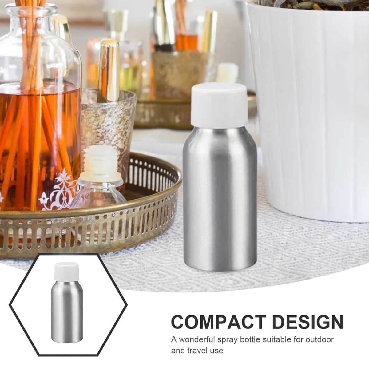 10PCS Mini Leak Proof Aluminum Bottle With Plastic Lid Essential Oil Refillable - Black