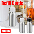 10PCS Mini Leak Proof Aluminum Bottle With Plastic Lid Essential Oil Refillable - Black