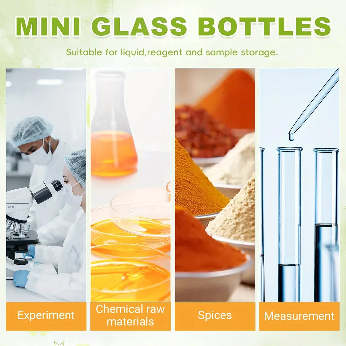 40Pcs Transparent Glass Bottle Airtight Seal Leakproof Small Items Storage Jars - 20ML
