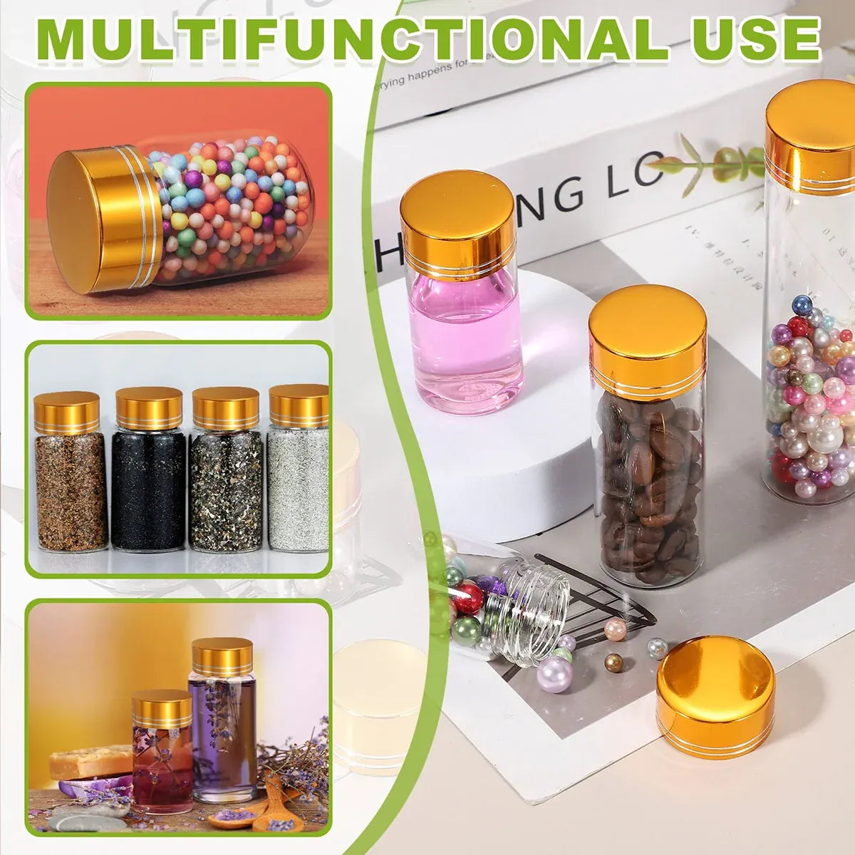 40Pcs Transparent Glass Bottle Airtight Seal Leakproof Small Items Storage Jars - 20ML
