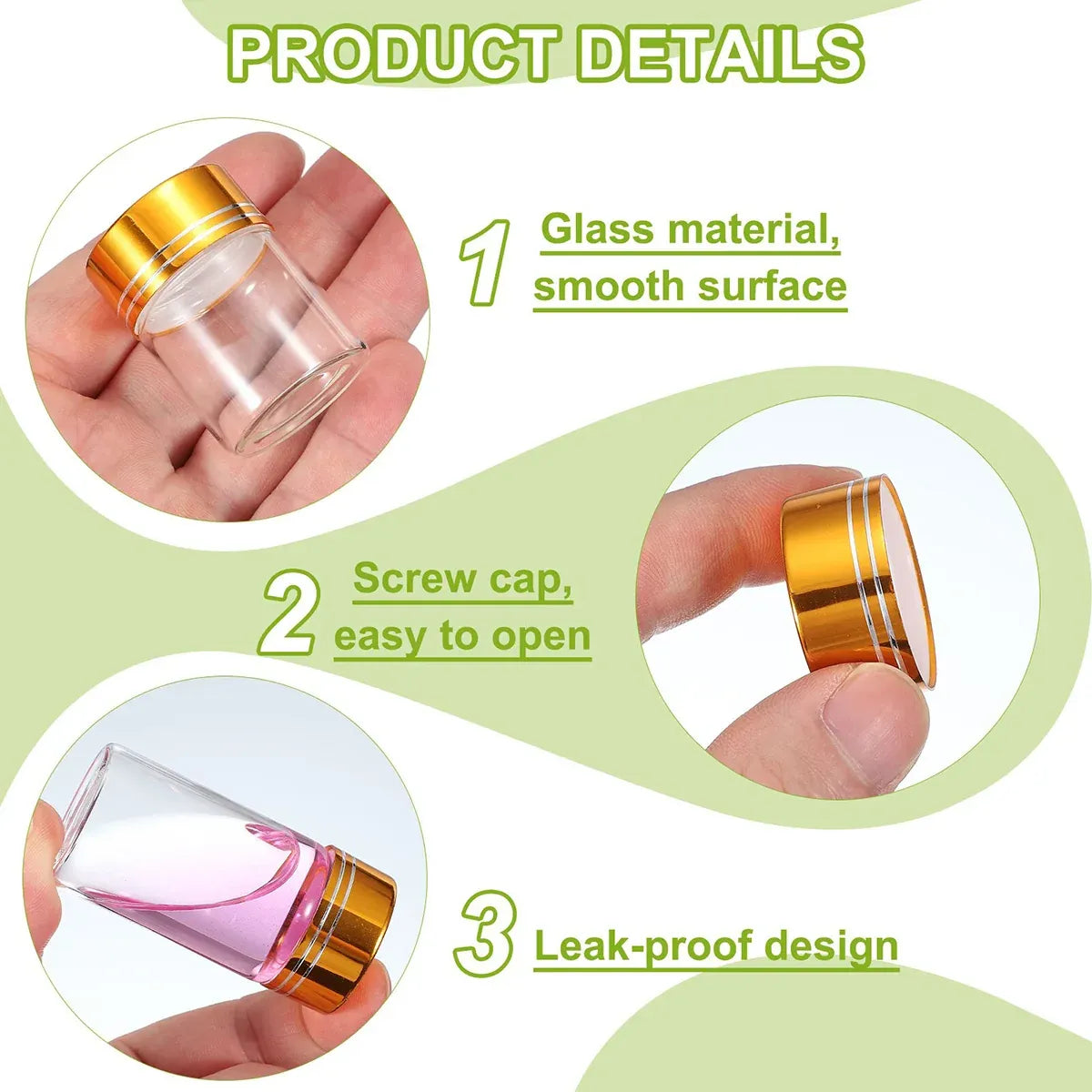 40Pcs Transparent Glass Bottle Airtight Seal Leakproof Small Items Storage Jars - 20ML