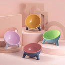 Raised Cat Bowl Pet Feeder Pet Bowl Elevated Dog Bowls 15° Tilted Pet Water Bowl - Cherry Blossom Pink