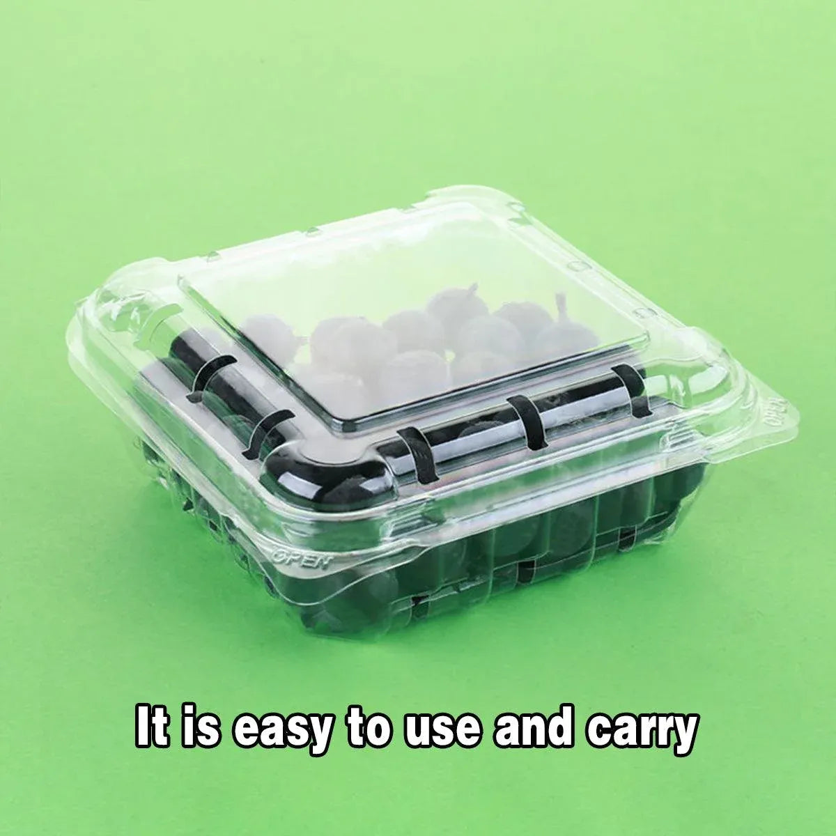 100pcs Transparent Plastic Fruit Box with Tape Cover Storage Packaging for Fruit - 250g