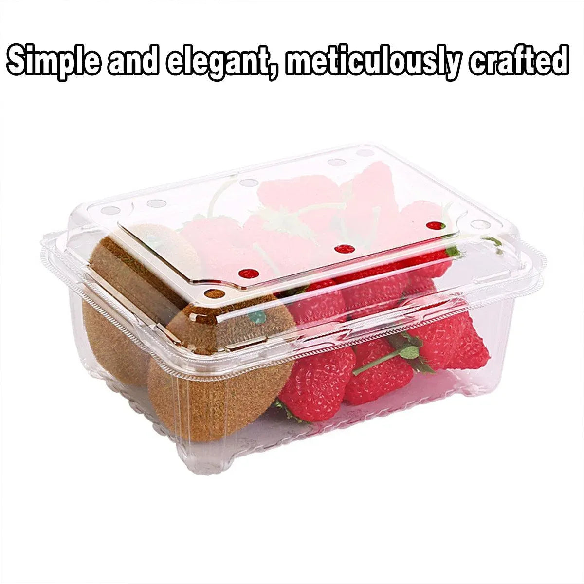 100pcs Transparent Plastic Fruit Box with Tape Cover Storage Packaging for Fruit - 250g
