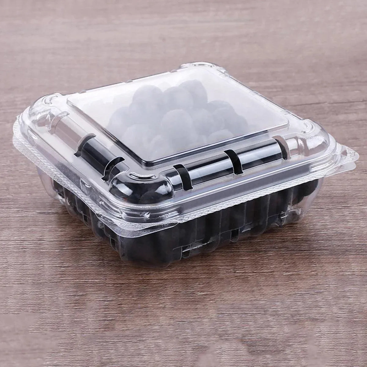 100pcs Transparent Plastic Fruit Box with Tape Cover Storage Packaging for Fruit - 250g